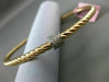 ESTATE .35CT DIAMOND 14KT WHITE & ROSE GOLD CIRCLE OF LIFE ROPE BANGLE BRACELET