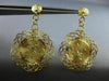 ESTATE LARGE 14KT YELLOW GOLD 3D FLOWER FILIGREE LOVE HANGING EARRINGS #21557