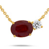 .79CT DIAMOND & AAA RUBY 14KT YELLOW GOLD OVAL & ROUND DOUBLE SOLITAIRE NECKLACE