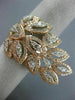 ESTATE EXTRA LARGE 1.39CT DIAMOND 14K ROSE GOLD 3D MULTI LEAF DOUBLE FINGER RING