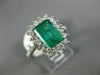 LARGE 2.75CT DIAMOND & AAA EMERALD 14K WHITE GOLD 3D SQUARE HALO ENGAGEMENT RING