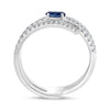 WIDE .66CT DIAMOND AAA SAPPHIRE 14KT WHITE GOLD OVAL ROUND 3 ROW ENGAGEMENT RING