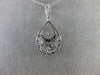 ESTATE .52CT ROUND & BAGUETTE DIAMOND 14KT WHITE GOLD TEAR DROP FLOATING PENDANT