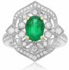 ESTATE WIDE 1.68CT DIAMOND & AAA EMERALD 18KT WHITE & YELLOW GOLD COCKTAIL RING