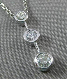 ESTATE LARGE .97CT DIAMOND 14K WHITE GOLD PAST PRESNT FUTURE BEZEL PENDANT #7324