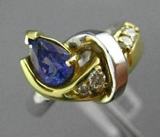 ESTATE 1.10CT DIAMOND & TANZANITE 18K TWO TONE GOLD 3D LOVE KNOT ENGAGEMENT RING