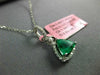 ESTATE 1.83CT DIAMONDS & AAA EMERALD 18K WHITE GOLD 3D TRILLION FLOATING PENDANT
