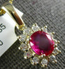 ESTATE 1.10CT DIAMOND & AAA RUBY 14KT YELLOW GOLD 3D OVAL FLOWER CLASSIC PENDANT
