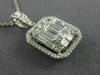 ESTATE EXTRA LARGE 2.07CT ROUND BAGUETTE DIAMOND 14K WHITE GOLD CLUSTER PENDANT