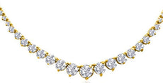 5.66CT DIAMOND 14KT YELLOW GOLD 3D ROUND 3 PRONG GRADUATING TENNIS LOVE NECKLACE