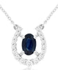 .85CT DIAMOND & AAA SAPPHIRE 14KT WHITE GOLD OVAL & ROUND HORSESHOE FUN NECKLACE