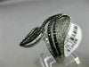 ESTATE MASSIVE 3.18CT WHITE & BLACK DIAMOND 14K WHITE GOLD 3D LEAF COCKTAIL RING