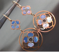 ESTATE LARGE .17CT DIAMOND & BLUE MOTHER OF PEARL 14K ROSE GOLD HANGING EARRINGS