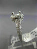 WIDE .80CT DIAMOND 14K WHITE GOLD 3D SQUARE PAVE SEMI MOUNT ENGAGEMENT RING 1561