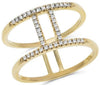 ESTATE WIDE .16CT DIAMOND 14KT YELLOW GOLD 3D CLASSIC DOUBLE BAR LOVE RING