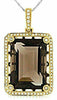15.76CT DIAMOND & AAA SMOKY TOPAZ 14KT YELLOW GOLD 3D EMERALD CUT ETOILE PENDANT