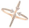 ESTATE WIDE .48CT DIAMOND 14KT ROSE GOLD 3D MULTI FLOWER CRISS CROSS FUN RING