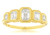 .88CT DIAMOND 14K YELLOW GOLD 3D 5 STONE EMERALD CUT GRADUATING ANNIVERSARY RING
