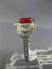 ESTATE LARGE EGL 3.76CT DIAMOND & RUBY 18K TWO TONE GOLD 3 STONE ENGAGEMENT RING