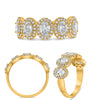 1.35CT DIAMOND 14KT YELLOW GOLD OVAL ROUND FLOWER SEMI ETERNITY ANNIVERSARY RING