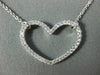 ESTATE .27CT DIAMOND 18K WHITE GOLD 3D CLASSIC OPEN HEART LOVE NECKLACE