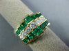 LARGE 3.32CT DIAMOND & AAA EMERALD 14KT WHITE GOLD ROUND & PRINCESS PYRAMID RING