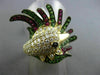 LARGE 2.03CT WHITE & BLACK DIAMOND & RUBY & TSAVORITE 18KT YELLOW GOLD BIRD RING