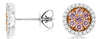 0.60CT WHITE & PINK DIAMOND 14KT WHITE & ROSE GOLD FLOWER CIRCULAR STUD EARRINGS
