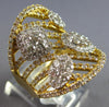 LARGE 2.19CT DIAMOND 14KT 2 TONE GOLD 3D CLUSTER MULTI SHAPE INVISIBLE FUN RING