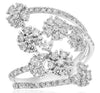 ESTATE LARGE 1.31CT DIAMOND 18KT WHITE GOLD 3D MULTI FLOWER LOVE RING