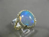 ESTATE LARGE 3.62CT DIAMOND & AAA AUSTRALIAN OPAL 14K YELLOW GOLD OVAL HALO RING