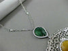 ESTATE EXTRA LARGE 1.02CT DIAMOND & AVENTURINE 14KT WHITE GOLD FILIGREE NECKLACE