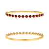 4.35CT DIAMOND AAA RUBY 14K YELLOW GOLD ROUND SEMI ETERNITY CUFF BANGLE BRACELET