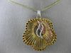 ESTATE LARGE .12CT DIAMOND 14KT YELLOW GOLD 3D 5 CLOVER LEAF BASKET LOVE PENDANT