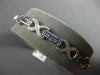 ESTATE 4.18CT DIAMOND MULTI COLOR SAPPHIRE 14K WHITE GOLD X LOVE TENNIS BRACELET