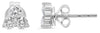 .50CT DIAMOND 14K WHITE GOLD 3D ROUND 3 STONE SHARED PRONG FLORAL STUD EARRINGS