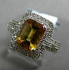 ESTATE  2.14CT DIAMOND & AAA CITRINE 14KT WHTIE GOLD DOUBLE HALO ENGAGEMENT RING