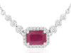 1.35CT DIAMOND & AAA RUBY 14KT WHITE GOLD 3D EMERALD CUT & ROUND LOVE NECKLACE