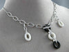 ESTATE .11CT DIAMOND ONYX & WHITE AGATE 18K WHITE GOLD 3D CIRCLE OF LIFE PENDANT