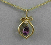 ESTATE 1CTW HANGING DIAMOND AMETHYST 14K GOLD OPEN BOW PENDANT + CHAIN #21Mx11MM