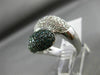ESTATE WIDE 2.30CT WHITE & BLUE DIAMOND 14KT WHITE GOLD 3D CRISS CROSS LOVE RING