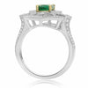ESTATE WIDE 1.68CT DIAMOND & AAA EMERALD 18KT WHITE & YELLOW GOLD COCKTAIL RING