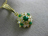 ESTATE .83CT DIAMOND & AAA EMERALD 14KT YELLOW GOLD 3D CLUSTER PENDANT #17629