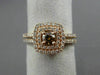 EFFY WIDE 1.0CT WHITE & CHOCOLATE FANCY DIAMOND 14KT ROSE GOLD HALO PROMISE RING