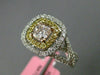 ESTATE LARGE GIA 1.0CT DIAMOND 18K TRI COLOR GOLD 3D CUSHION CUT ENGAGEMENT RING