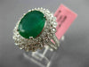 ESTATE LARGE 3.56CT DIAMOND & AAA EMERALD 18KT WHITE GOLD FLOWER ENGAGEMENT RING