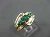 ESTATE 1.10CT DIAMOND & EMERALD 14K YELLOW GOLD GRADUATING ENGAGEMENT RING 12115