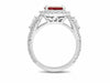 GIA CERTIFIED 2.98CT DIAMOND & AAA RUBY PLATINUM HALO FILIGREE ENGAGEMENT RING