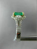 ESTATE 1.77CT DIAMOND & AAA EMERALD 14KT 2 TONE GOLD SQUARE HALO ENGAGEMENT RING