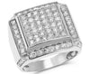 ESTATE LARGE 2.60CT ROUND CUT DIAMOND 14K WHITE GOLD MULTI ROW SQUARE MENS RING